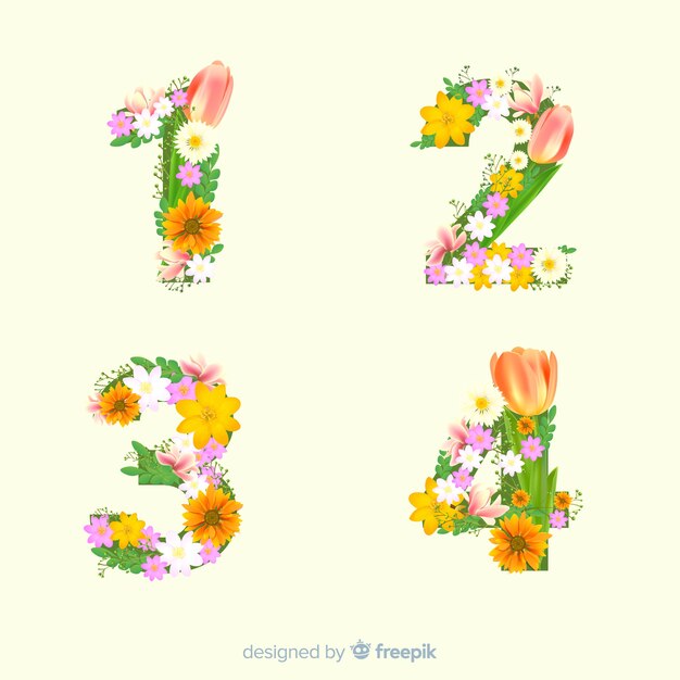 Alfabeto realista de flores