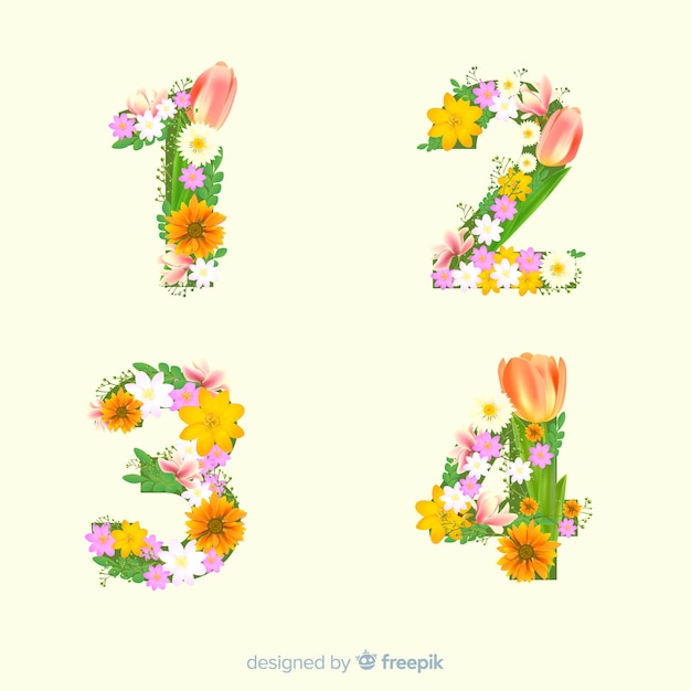 Alfabeto realista de flores