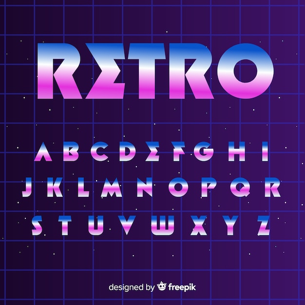 Vector gratuito alfabeto retro plantilla diseño plano