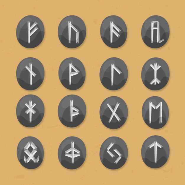 Alfabeto de runas vikingas dibujadas a mano