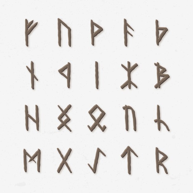 Alfabeto de runas vikingas dibujadas a mano
