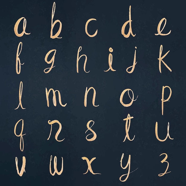 Vector gratuito alfabeto vectorial en minúsculas establece fuente de caligrafía cursiva