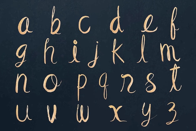Alfabeto vectorial en minúsculas establece fuente de caligrafía cursiva