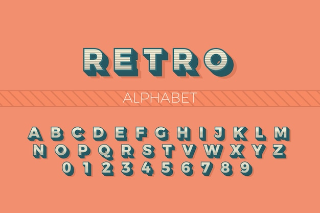 Vector gratuito alfabeto de la a a la z en estilo retro 3d