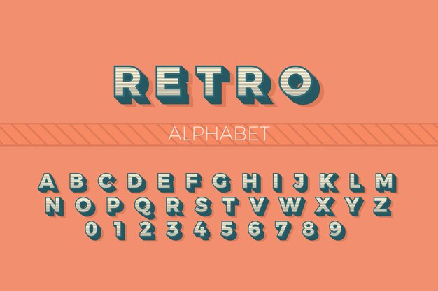Alfabeto de la A a la Z en estilo retro 3d