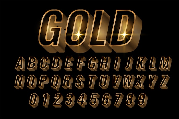 Alfabetos dorados establecen letras premium