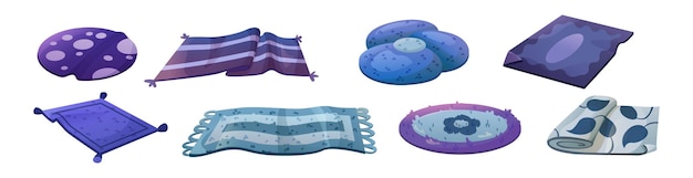 Alfombra azul de diferentes formas y tamaños
