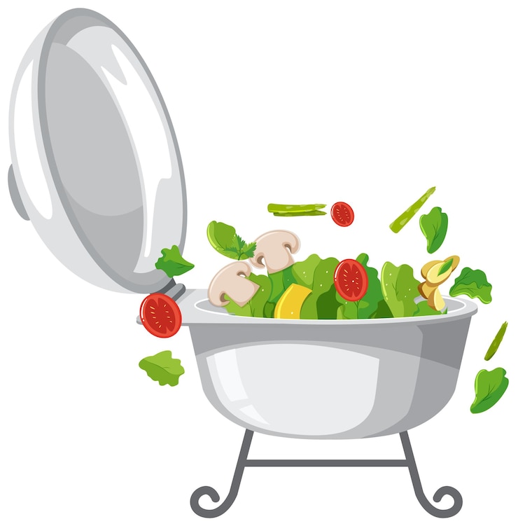Vector gratuito alimentos de comedor con ensalada