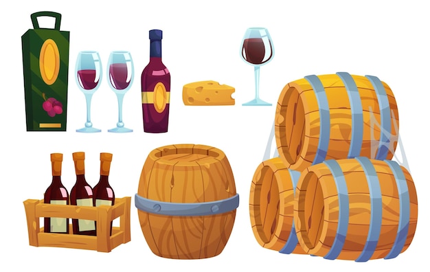 Almacenamiento y consumo de vino vector de dibujos animados