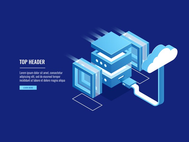 Almacenamiento en la nube, alojamiento de servidores web remotos, almacén de información, conexión de acceso a archivos
