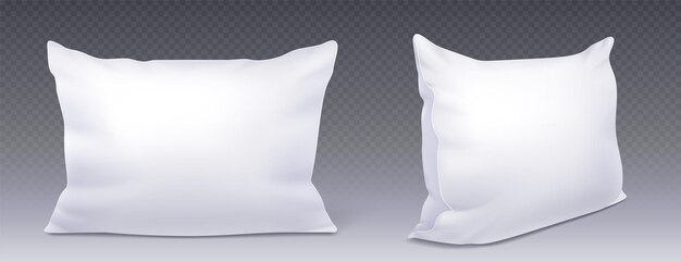 Almohada rectangular blanca vista lateral superior realista