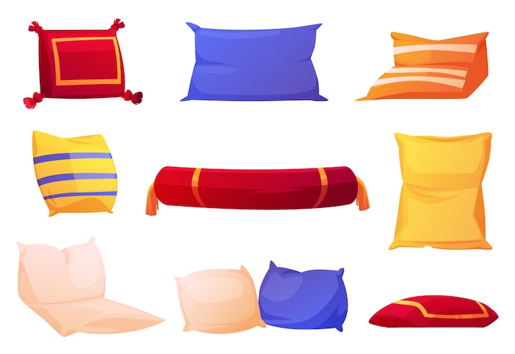Vector gratuito almohadas cojines decorativos conjunto de vectores aislados