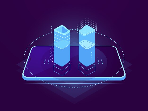 Alojamiento de servidor en la nube, interfaz móvil, elemento de control holográfico, almacenamiento en la nube, base de datos remota