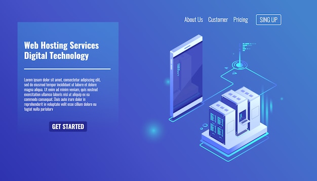 Alojamiento de sitios web y aplicaciones web, rack de salas de servidores, intercambio de datos, tráfico de archivos
