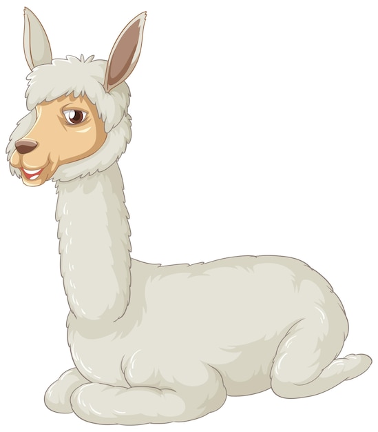 Una alpaca sobre fondo blanco.