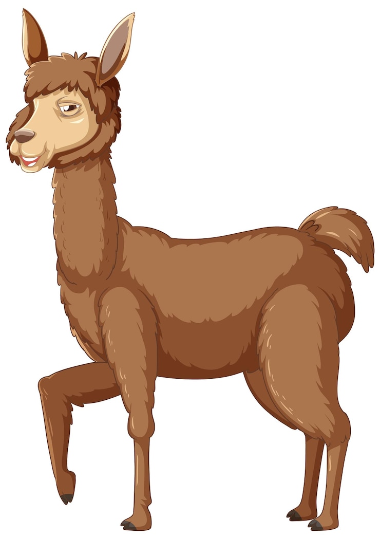 Vector gratuito una alpaca sobre fondo blanco.