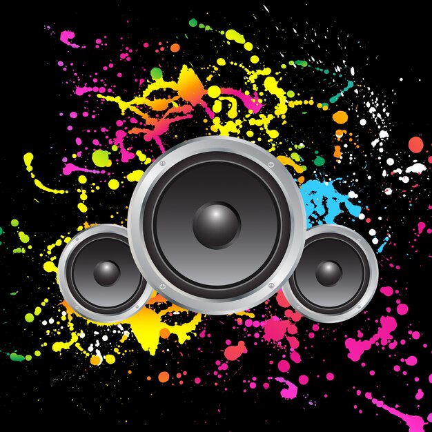 Altavoces en el fondo del grunge de colores