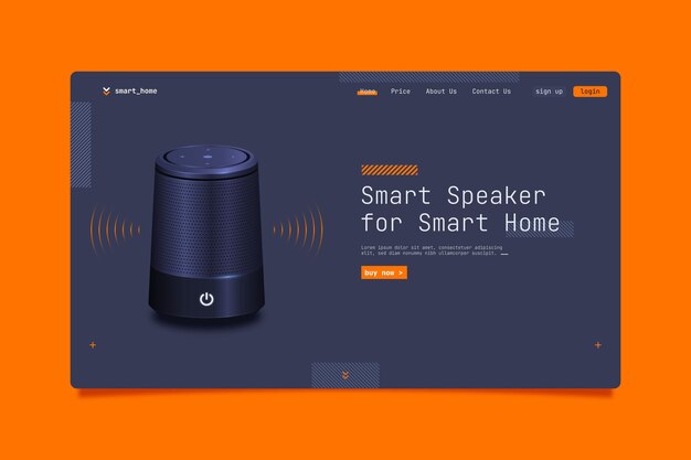 Altavoz inteligente para plantilla de página de inicio de inicio