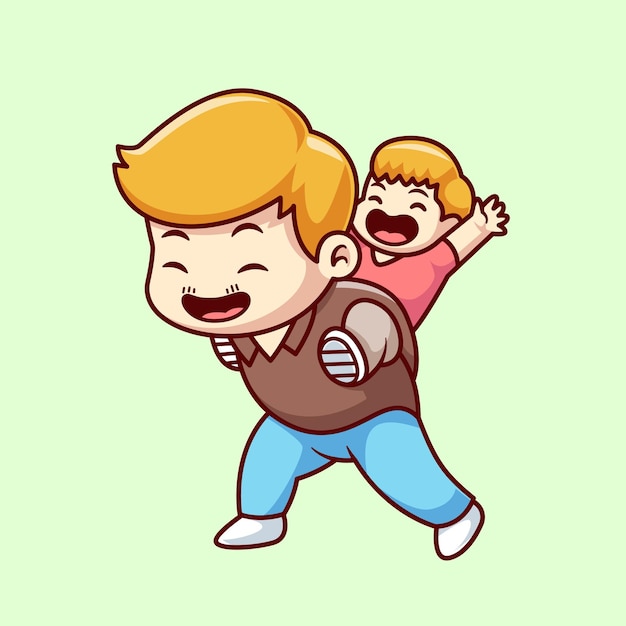 Amable padre jugando con su hijo dibujos animados icono vectorial ilustración gente icono de vacaciones aislado plano
