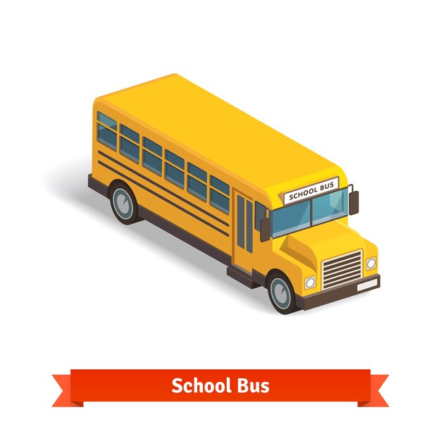 Amarillo autobús escolar en 3d isométrico