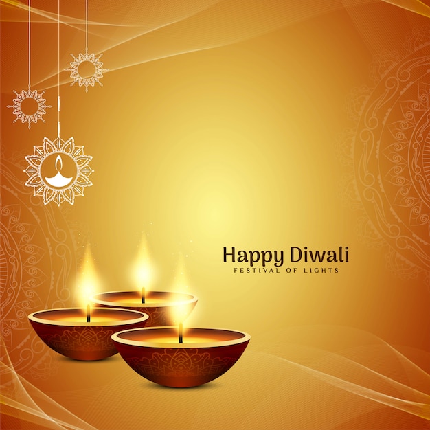 Amarillo brillante Religioso Feliz Diwali