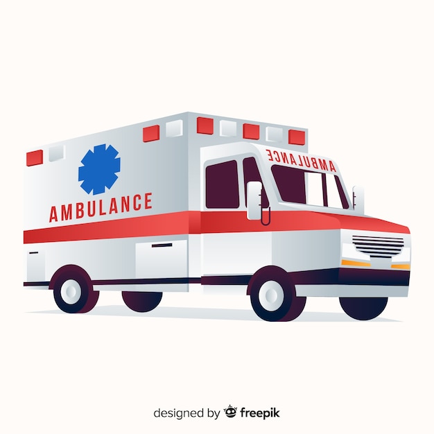 Ambulancia en diseño flat