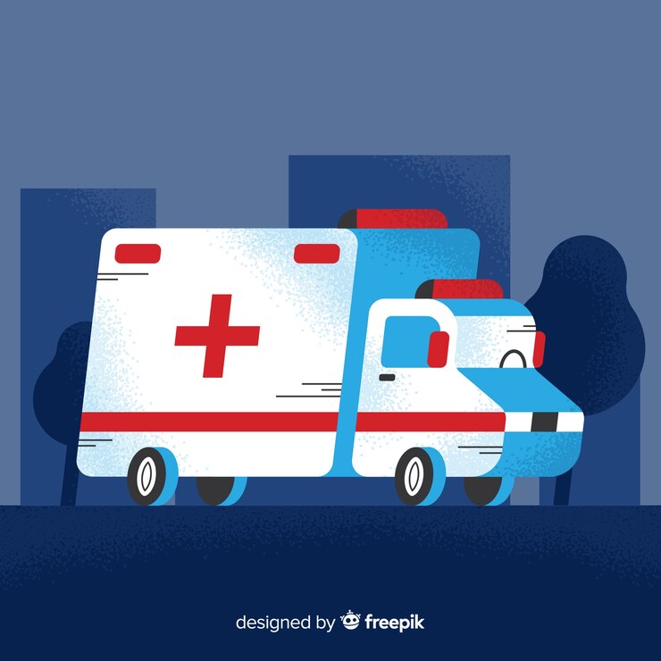 Vector gratuito ambulancia en diseño flat