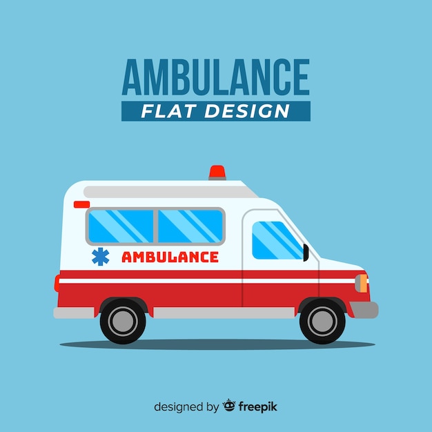 Vector gratuito ambulancia en diseño flat