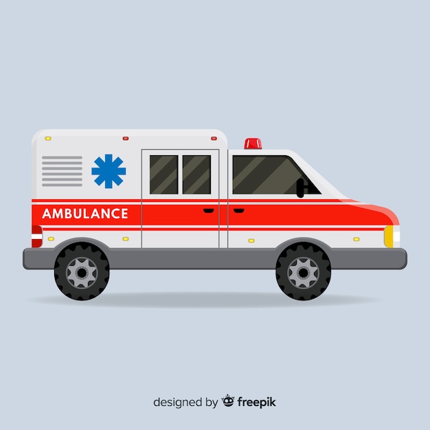 Vector gratuito ambulancia en diseño flat