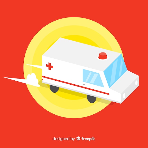 Vector gratuito ambulancia en diseño flat