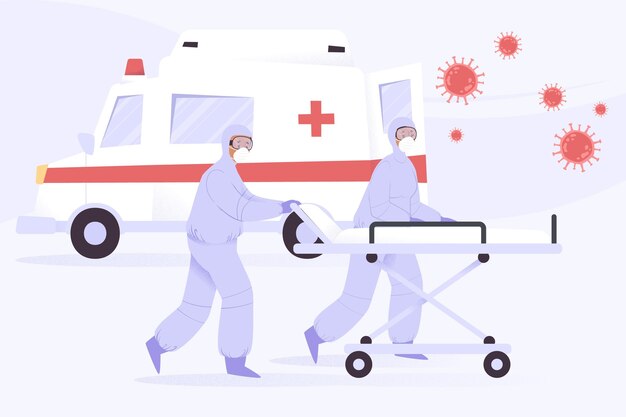 Ambulancia de emergencia con concepto de coronavirus
