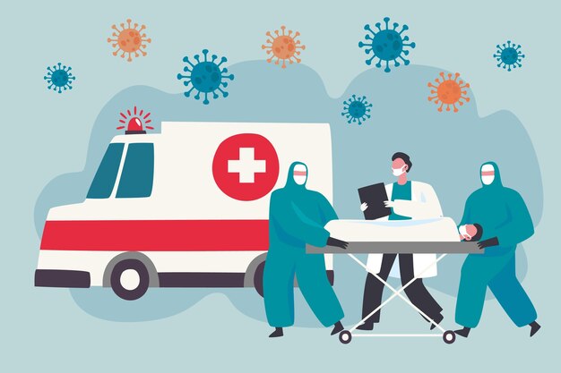 Ambulancia de emergencia con concepto de coronavirus