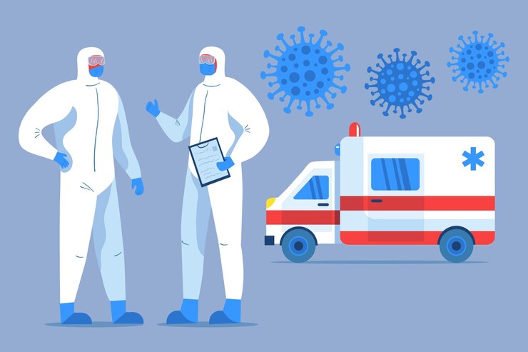 Vector gratuito ambulancia de emergencia con doctores ilustrados