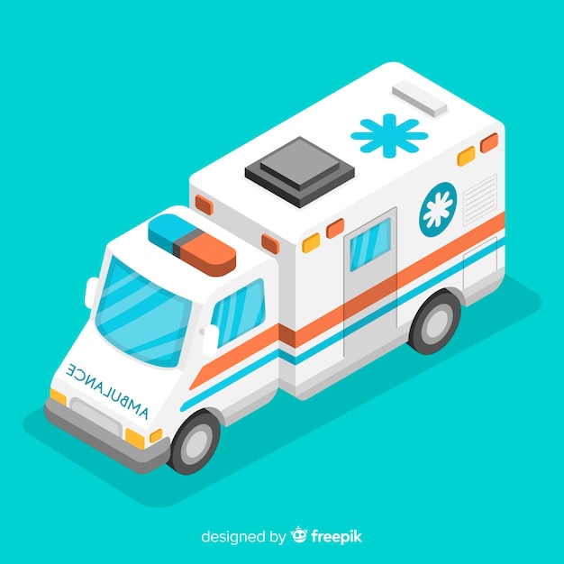 Ambulancia en estilo isométrico