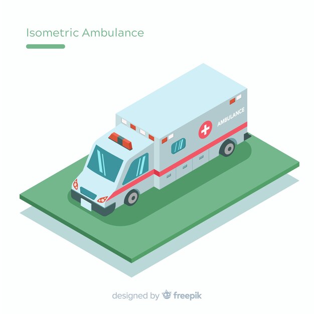 Ambulancia en estilo isométrico