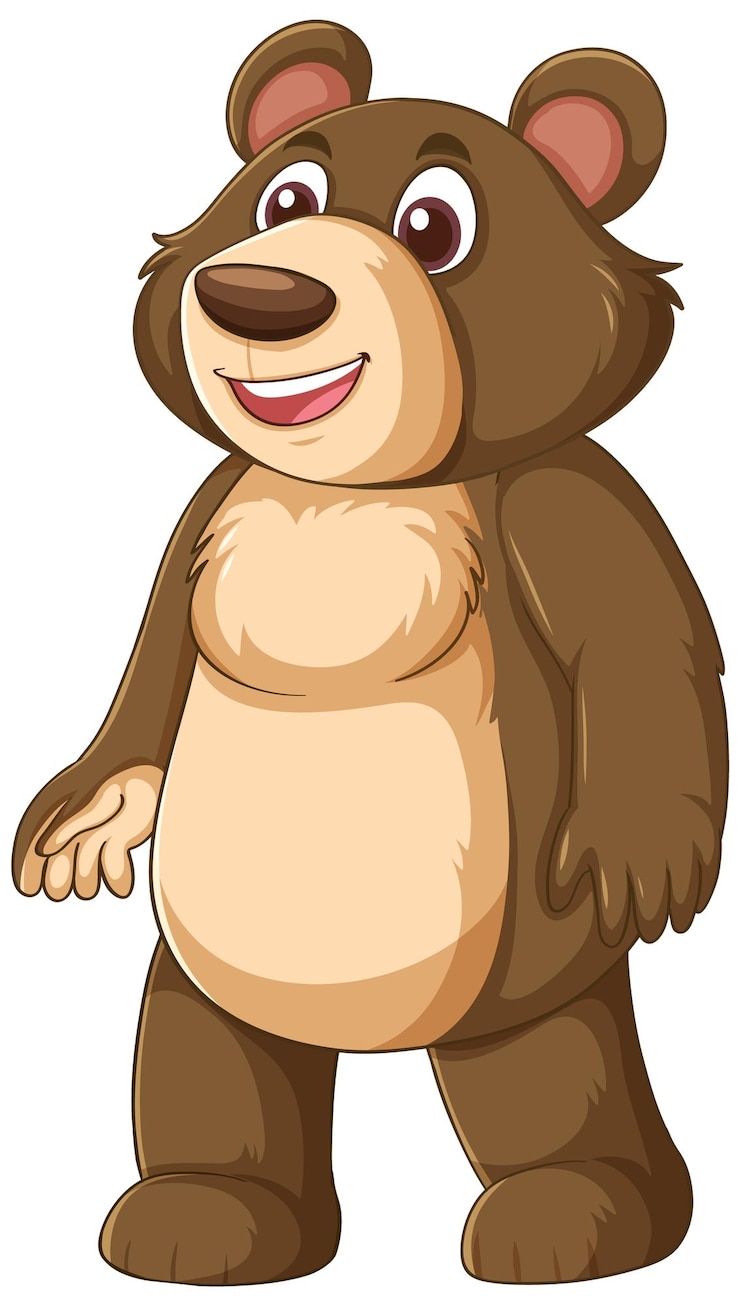 Vector gratuito amigable oso de dibujos animados de pie