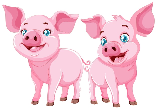 Vector gratuito amigos animados de cerdos alegres