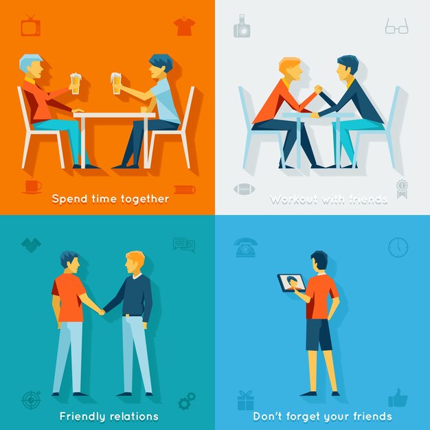 Amigos y conceptos de empresa amigables. Equipo de amistad, comunidad social, juntos felices,
