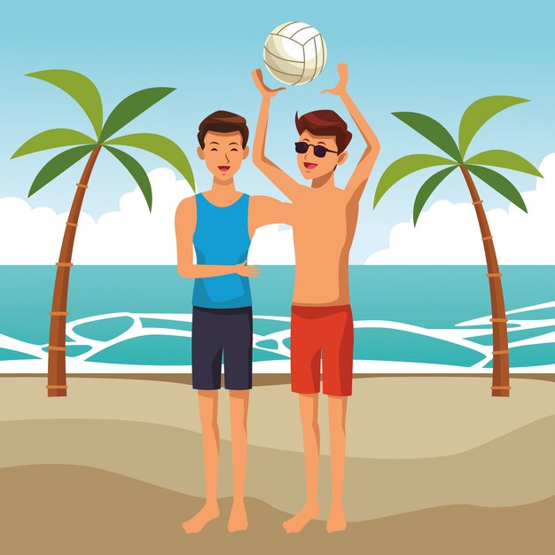 Amigos disfrutando de dibujos animados de verano