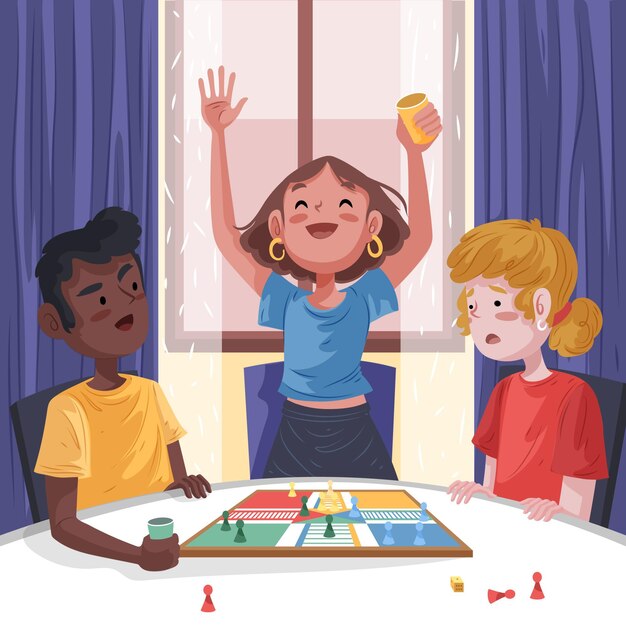 Amigos jugando juego de ludo