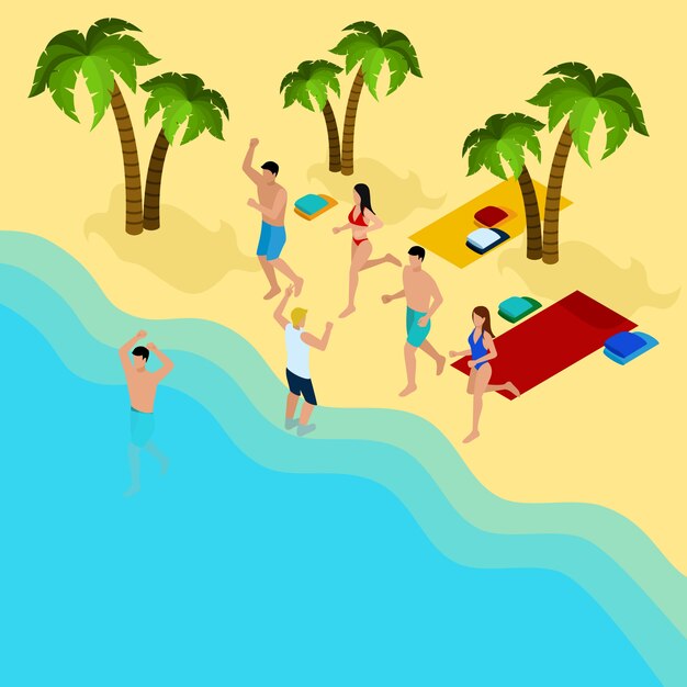 Amigos en la playa Ilustración