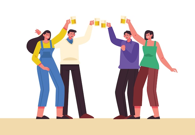 Amigos tostado juntos concepto de ilustración
