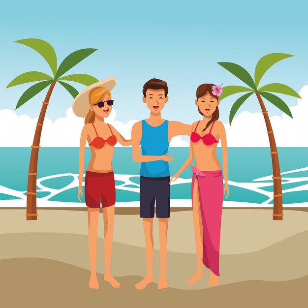 Amigos de verano disfrutando del verano