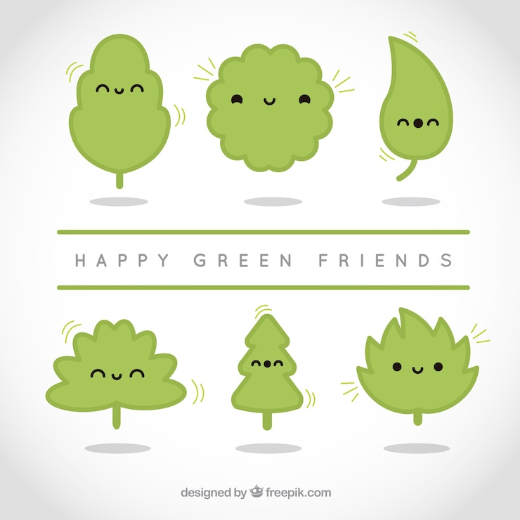 Vector gratuito amigos verdes felices