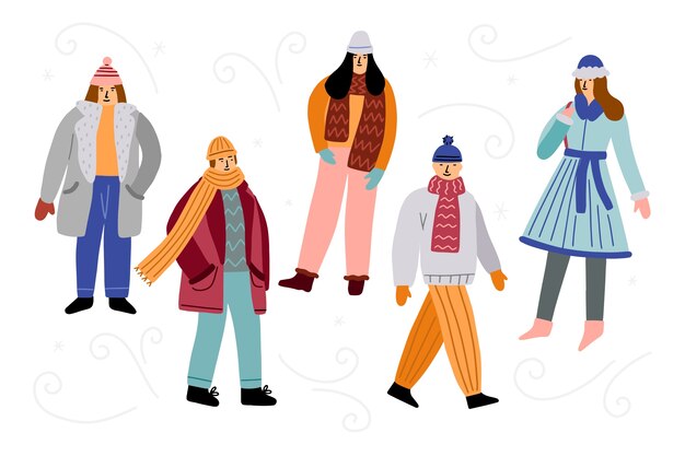 Amigos vistiendo ropa de invierno
