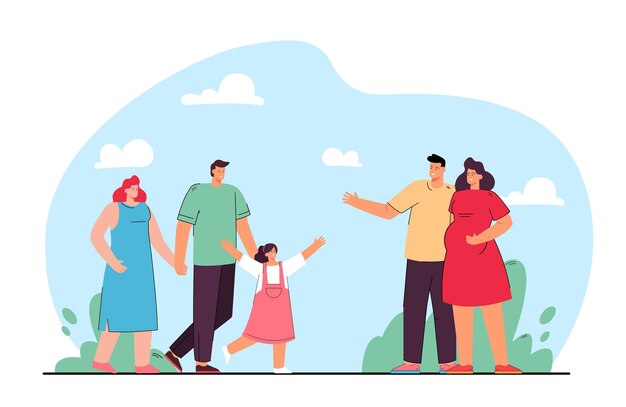 Amistad de familias ilustración plana