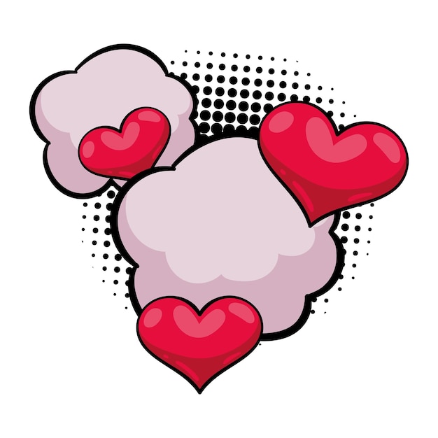 el amor del arte pop retro corazones icono aislado