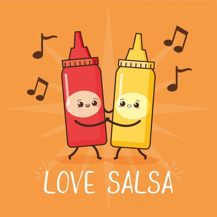 Vector gratuito amor bailando salsa, ilustración