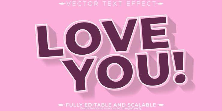 Vector gratuito amor efecto de texto editable corazón editable y estilo de texto romántico