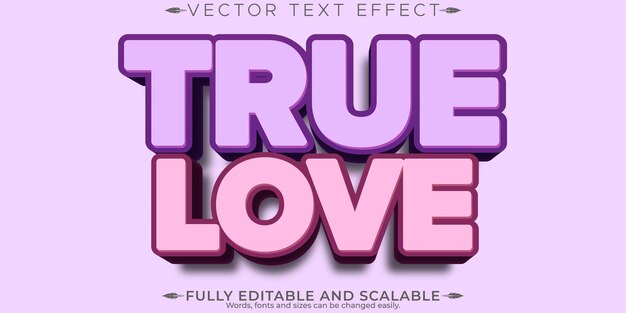 Amor efecto de texto editable romance editable y estilo de texto de corazón